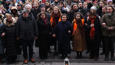 Setkání a pietní průvod nazvaný Přenesení světla, který byl první akcí iniciativy Měsíc pro fakultu (4. 1. 2024).