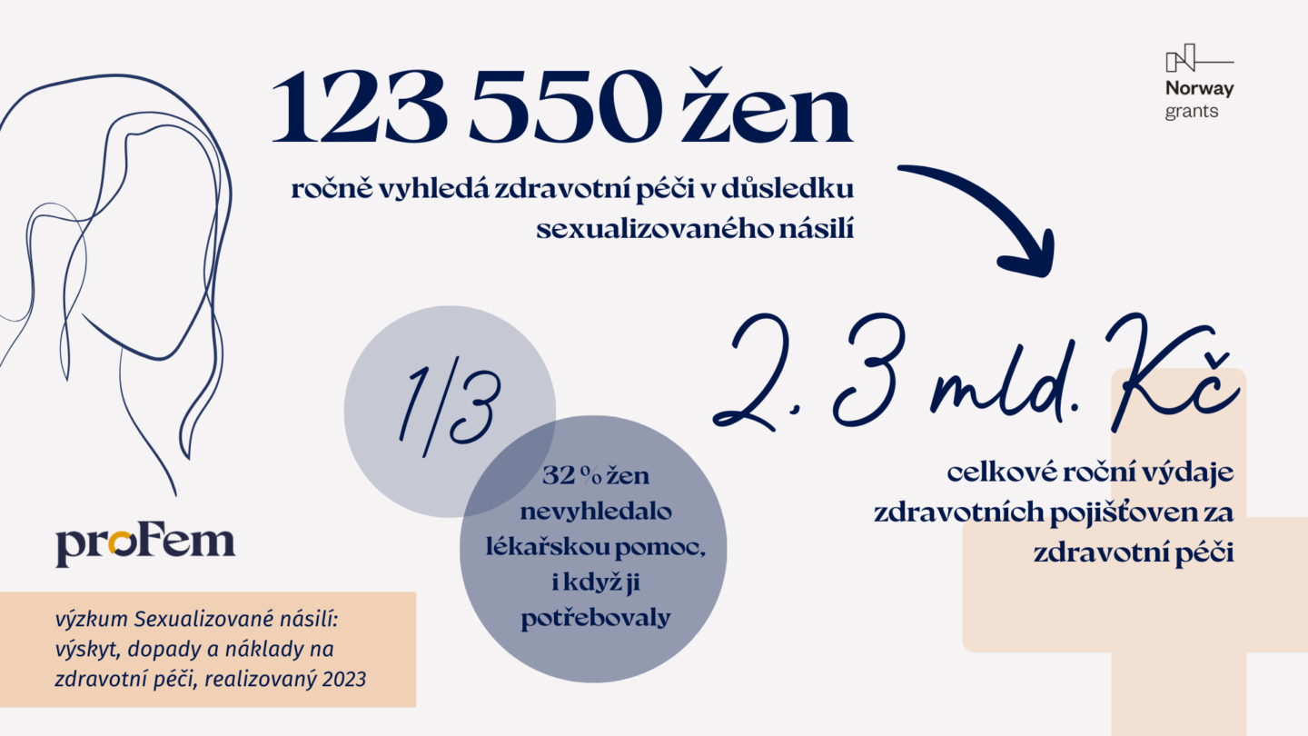 Ročně celkem 123 550 žen vyhledá zdravotní péči kvůli následkům sexualizovaného násilí