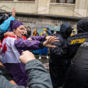 Protesty v gruzínském hlavním městě Tbilisi (13. května 2024).