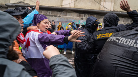 Protesty v gruzínském hlavním městě Tbilisi (13. května 2024).