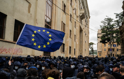 Protesty v hlavním městě Gruzie Tbilisi.