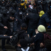 Protesty v hlavním městě Gruzie Tbilisi.