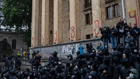 Protesty v hlavním městě Gruzie Tbilisi.