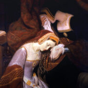 Anna Boleynová ve vězení v londýnském Toweru na obrazu z roku 1835.