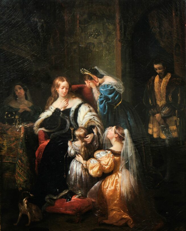 Obraz z roku 1832 s názvem Odsouzení Anny Boleynové.