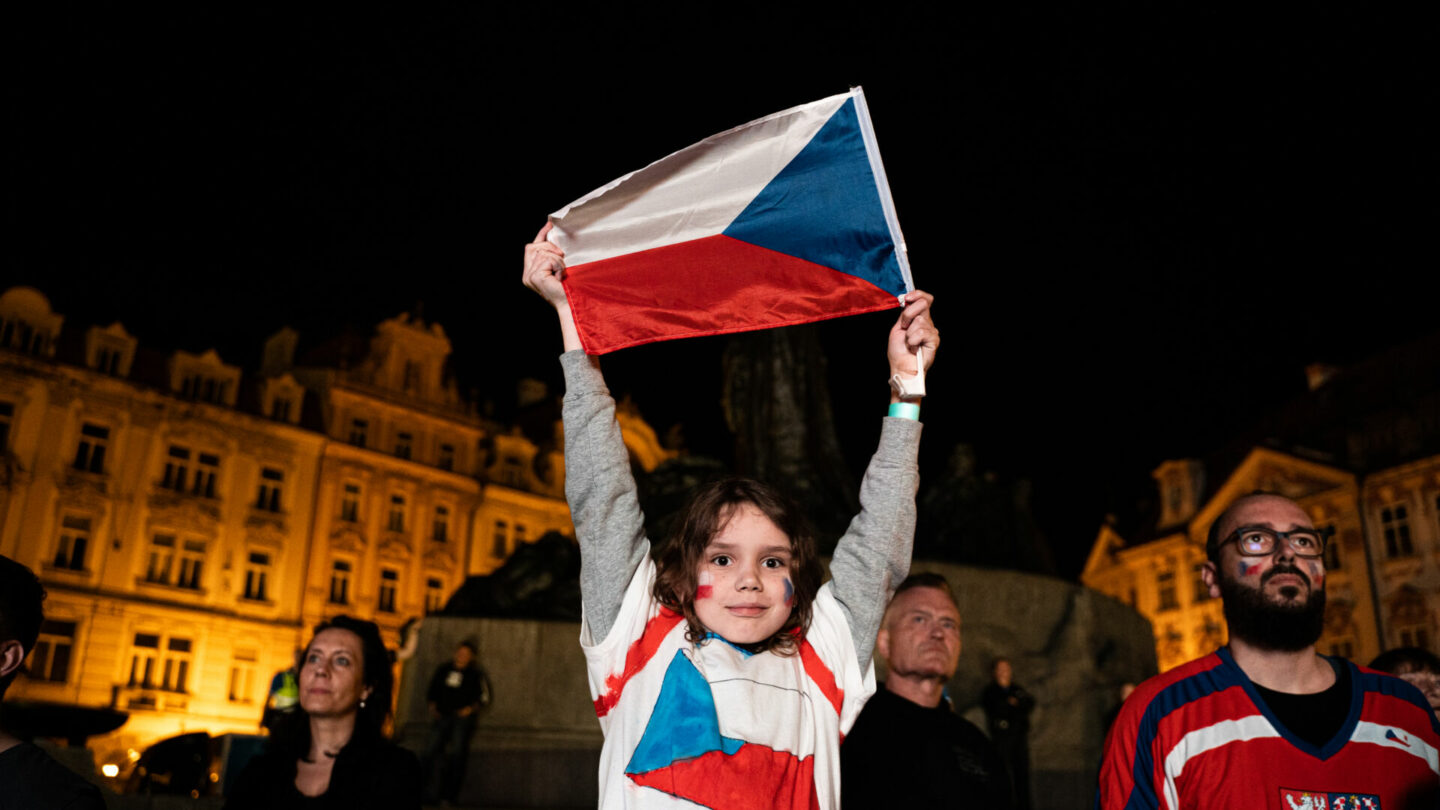 Oslavy hokejového finále na Staroměstském náměstí v Praze