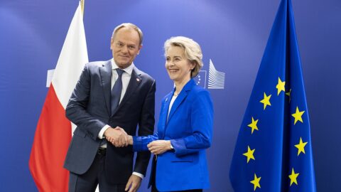 Polský premiér Donald Tusk a předsedkyně Evropské komise Ursula von der Leyen