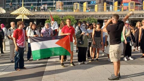 Propalestinská demonstrace ve Stockholmu