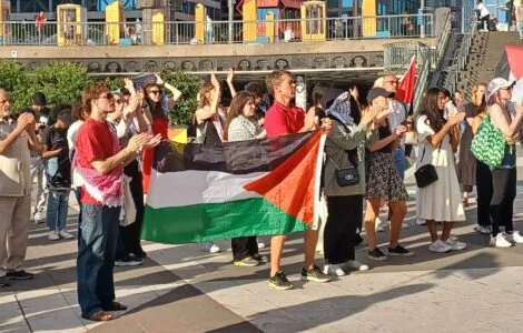 Propalestinská demonstrace ve Stockholmu