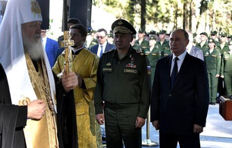 Vladimir Putin a patriarcha Kirill v parku Patriot v roce 2018.