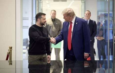 Ukrajinský prezident Volodymyr Zelenskyj po setkání s republikánským kandidátem na amerického prezidenta Donaldem Trumpem v New Yorku.