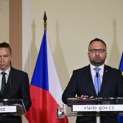 Ivan Bartoš (Piráti) a Marian Jurečka (KDU-ČSL) na tiskové konferenci po schůzi vlády, 3. července 2024