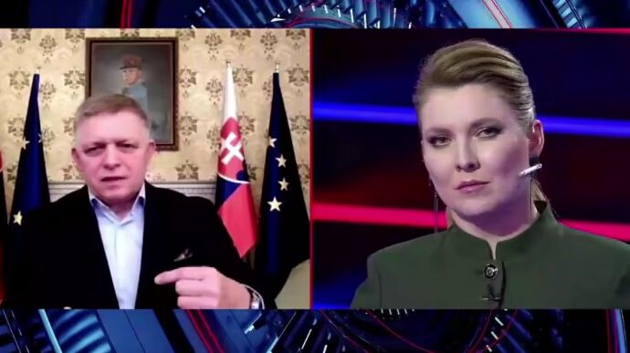 Slovenský premiér Robert Fico během rozhovoru pro ruskou státní televizi Rossija-1.