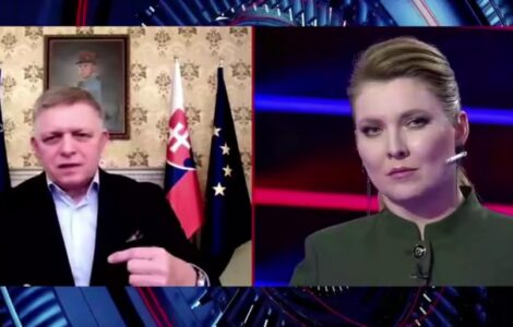 Slovenský premiér Robert Fico během rozhovoru pro ruskou státní televizi Rossija-1.