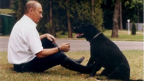 Vladimir Putin se svým labradorem