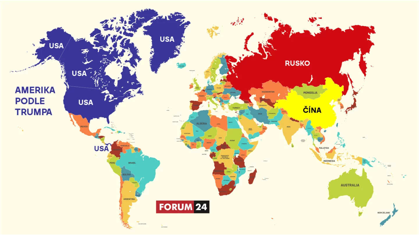 Mapa velké Ameriky podle Donalda Trumpa.

