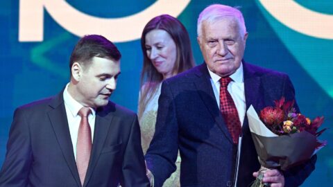 Předseda Motoristů Petr Macinka a bývalý prezident Václav Klaus