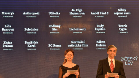 Herci Lucie Žáčková a Martin Myšička na tiskové konferenci ke zveřejnění nominací výročních cen Český lev.